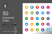 Economic Crisis Flat Round Icons, an Icon by IconBunny (Thumbnail 1 of 2)