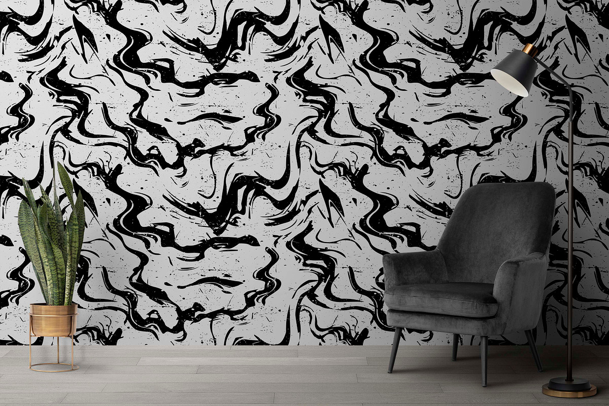 abstract grunge liquid black white, a Pattern Graphic by AAN Seamless Shop (Photo 1 of 4)