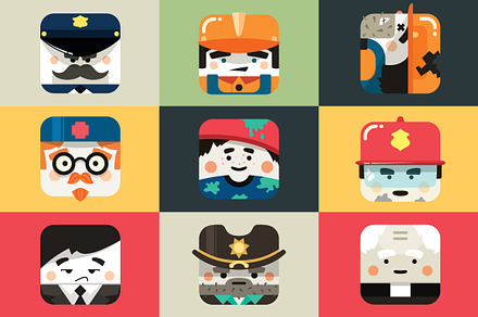 Set of flat profession icons