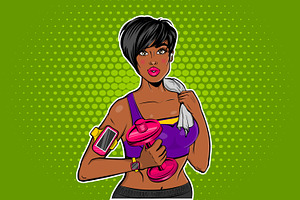 Black Pop Art hold dumbbell workout