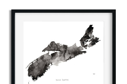 Watercolor Nova Scotia Map