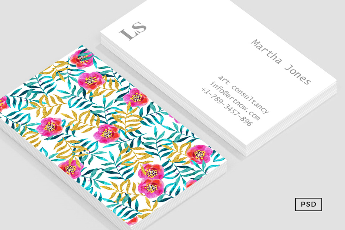 Floral II Business Card Template, a Business Card Template by Human-made. Made to feel. (Photo 1 of 3)