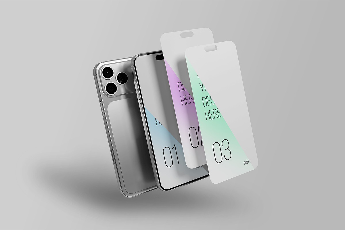 Floating Screen iPhone 17 Pro Mockup, an iPhone Mockup by Artlogs x Modaldesain (Photo 2 of 4)