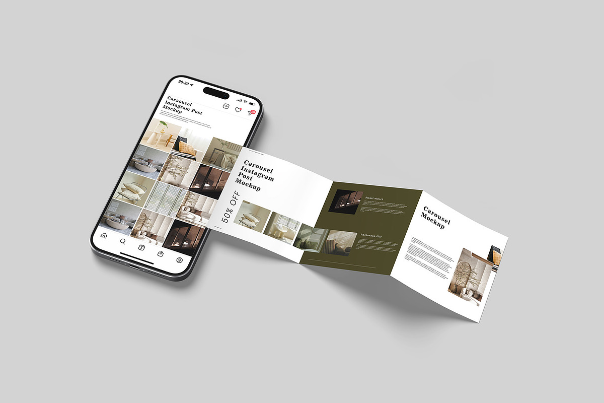 Carousel instagram post mockup, an iPhone Mockup by Graphicbars (Photo 6 of 13)