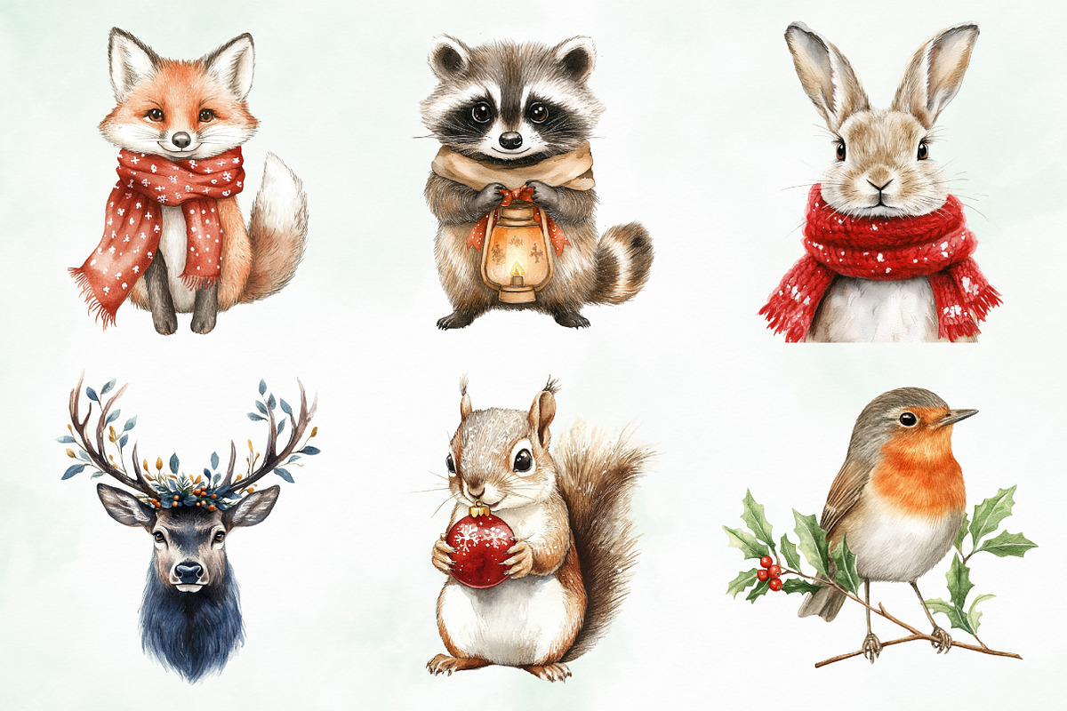 Woodland Christmas Clipart, an Illustration by Creative Art (Photo 10 of 10)