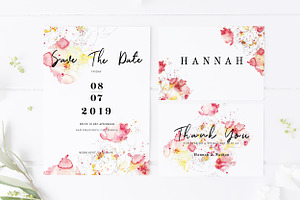 watercolor 8 peonies wedding cards