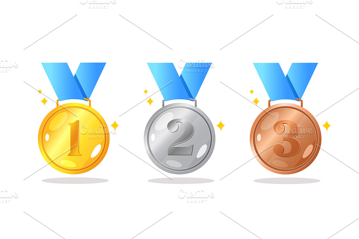 Gold, silver and bronze medals, a Sport Illustration by Elen_Art