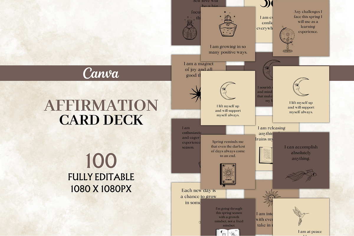 Witchy Affirmation Card Deck Set, a Design Template by Digital By Nikoleta (Photo 1 of 9)