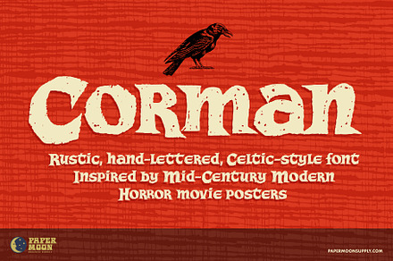 Corman Hand Drawn Celtic Font, a Font by Paper Moon Graphic Supply
