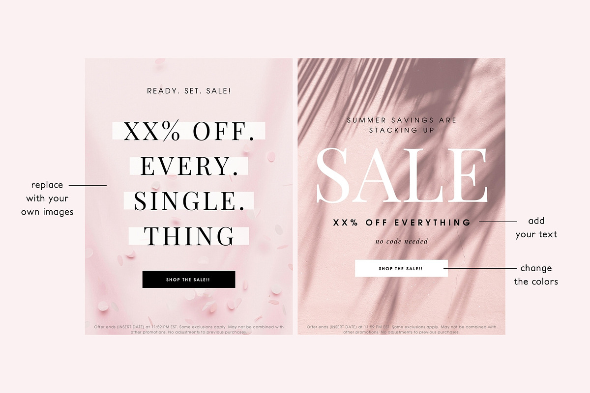 Blush Sale Email Marketing Template, an Email Template by KikiBunnyCreative (Photo 3 of 7)