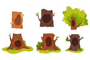 Hole in trees. Hollow hole in tree, an Illustration by Stock-Smart-Start