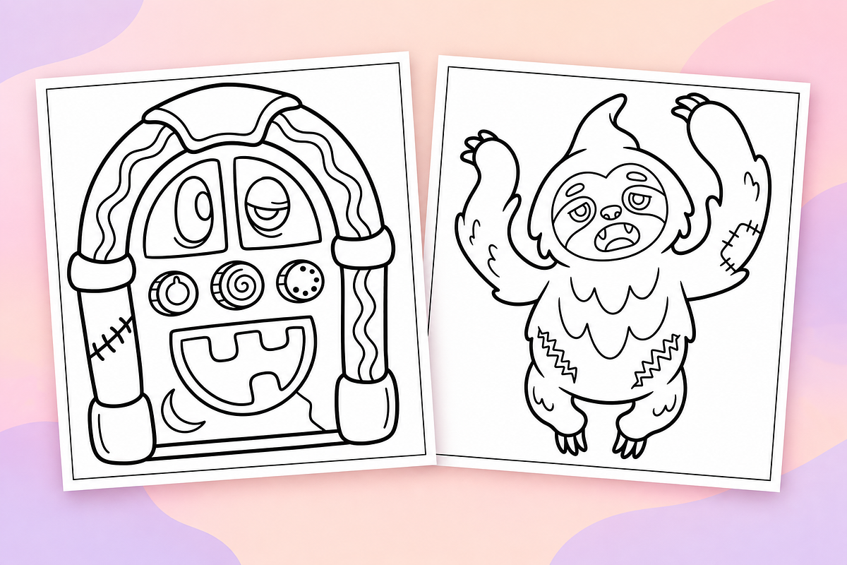 Spooky Halloween Coloring Pages #3, a Seasonal Illustration by Inkivelle Studio (Photo 2 of 3)
