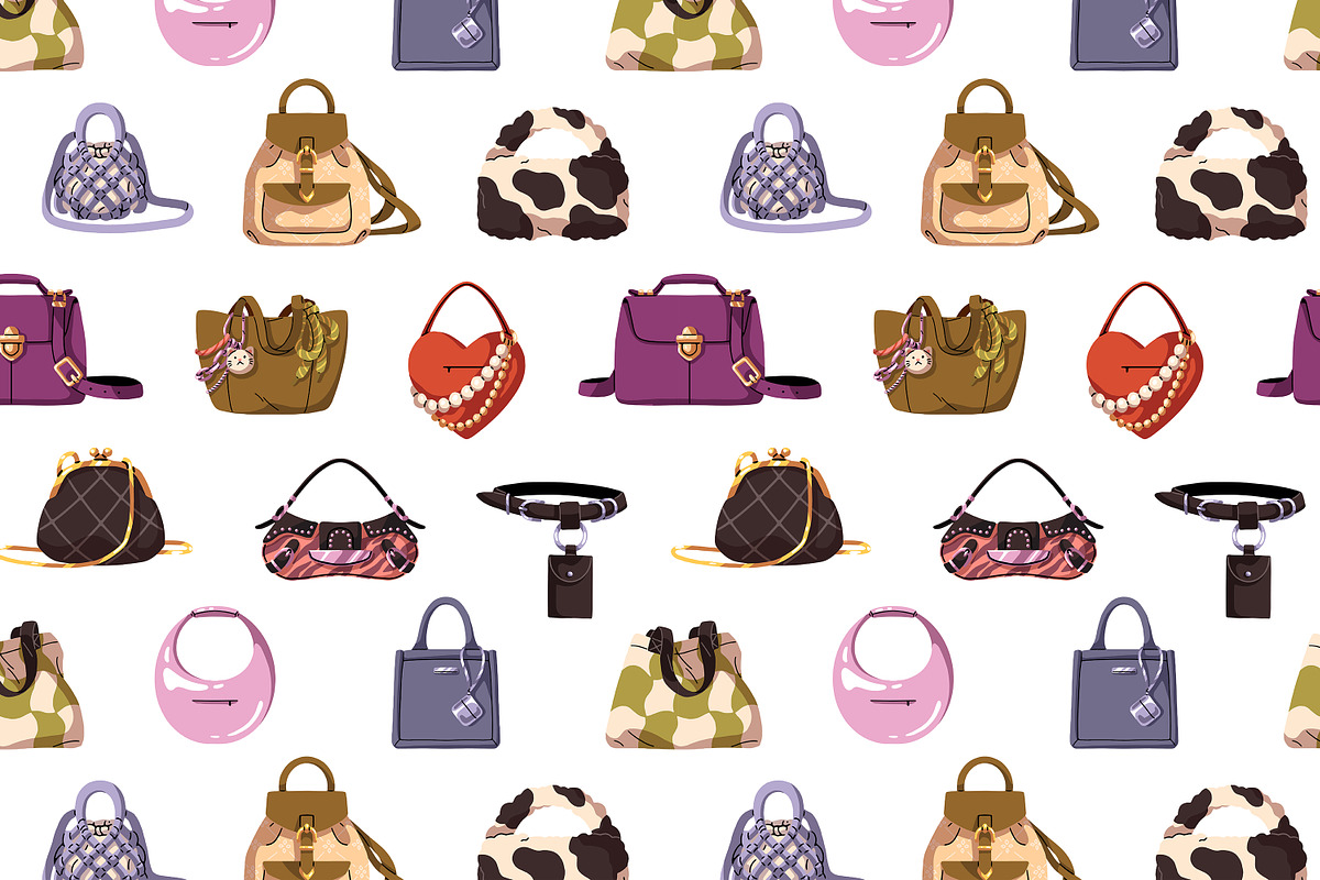 Stylish bags set + banner + pattern, an Object Illustration by PaperTrident (Photo 3 of 3)