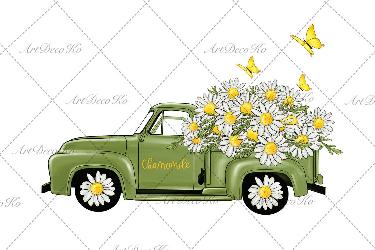 Chamomile truck, gnomes png, a Transportation Illustration by DekoArt (Photo 3 of 5)