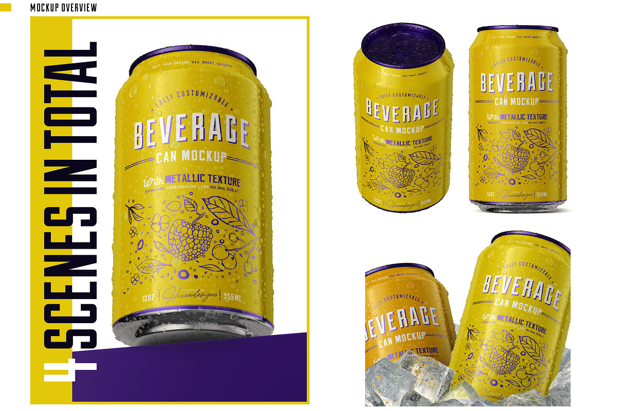 12oz-355ml Can Mockup, an Advertising Mockup by HexenDesigns (Photo 2 of 7)