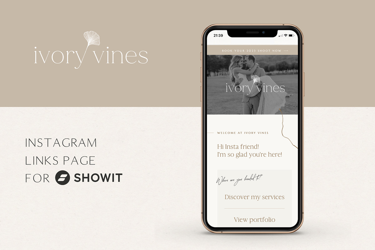 Neutral Showit Instagram Link in Bio, a Landing Page Template by Wonderlik Webdesign (Photo 1 of 6)