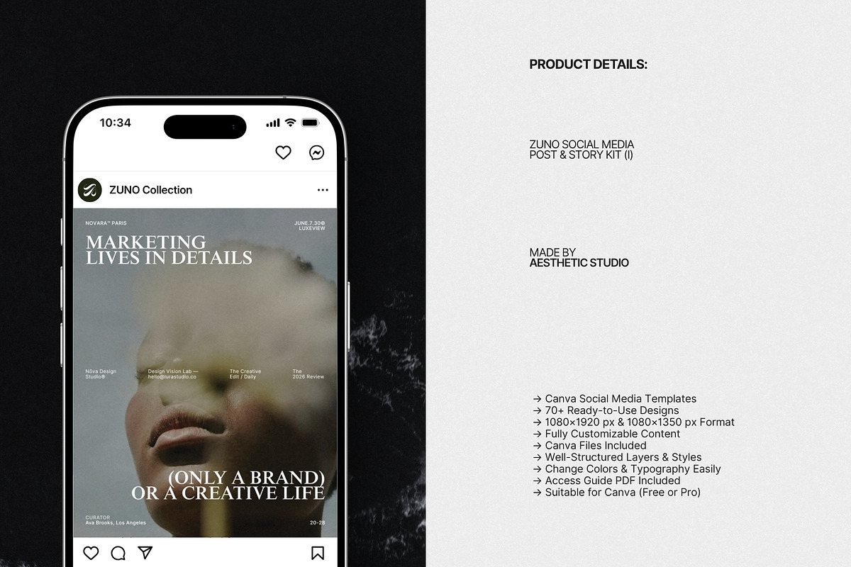 ZUNO | Instagram Post & Story (I), a Social Media Template by The Aesthetic Studio (Photo 8 of 10)
