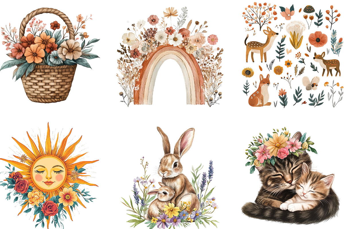Boho Mother’s Day Clipart PNG Bundle, an Illustration by Designking (Photo 4 of 5)
