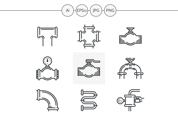 Pipeline Black Line Vector Icons