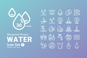 Water Outline Icon Set
