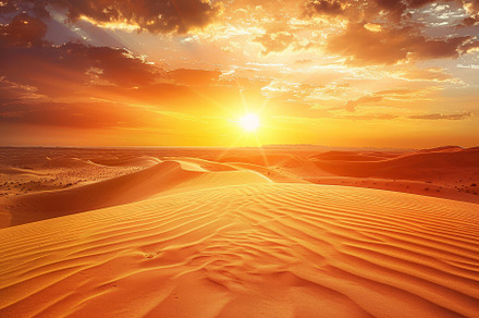 A stunning sunset casts a warm glow, a Photo by Tanuart