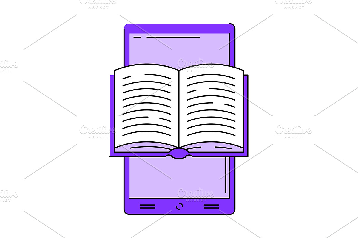 Smartphone with open book., an Education Illustration by incomible