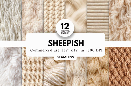 12 Sheep Wool Digital Paper Textures, a Texture Graphic by NorthWindPixels