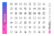 Media Line Icons Set, an Outline Icon by Voysla's Shop (Thumbnail 2 of 4)