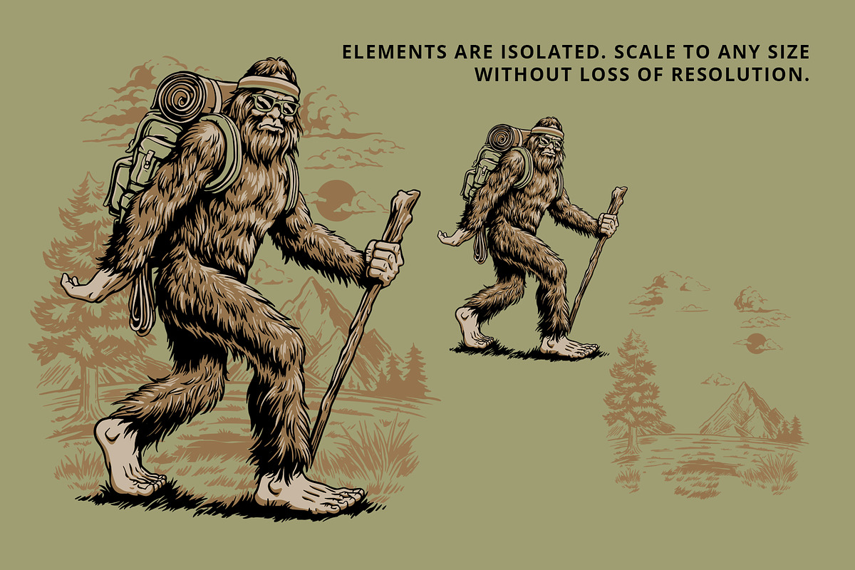 Hiking Sasquatch illustration, an Illustration by Michael_Hinkle (Photo 2 of 3)