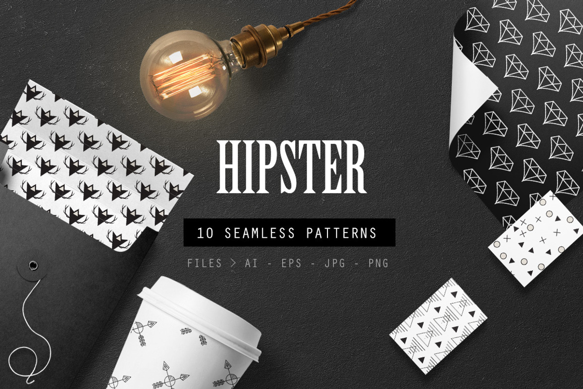 Hipster Seamless Patterns set of 10, a Pattern Graphic by Youandigraphics (Photo 1 of 5)