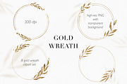 Gold Wreaths Clipart Floral PNG, a Decorative Illustration by LuiDesignStudio (Thumbnail 3 of 5)