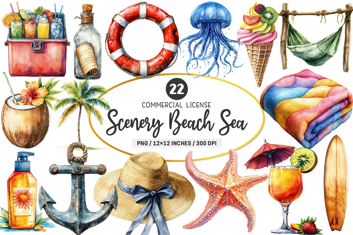 Scenery Beach Sea Summer PNG, an Illustration by SinaCreation (Photo 1 of 5)