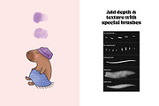 Capybara Days for Procreate, a Brush Add-On by Pencil Twist (Thumbnail 5 of 9)