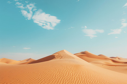 A serene desert landscape showcases, a Photo by Tanuart