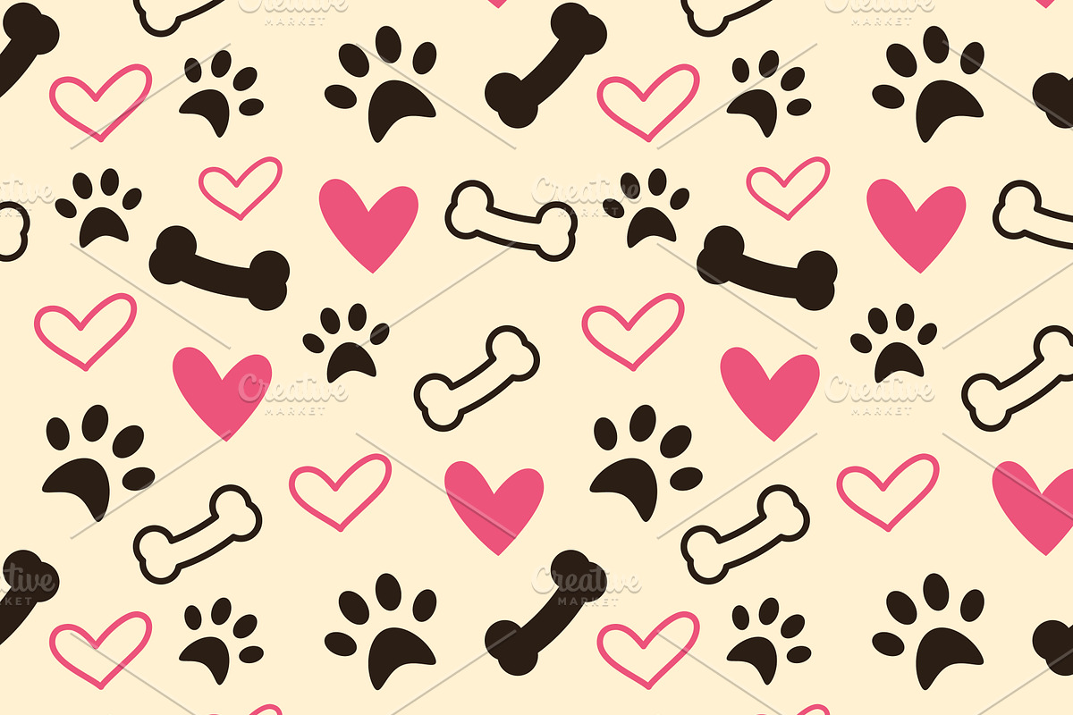 Pug Seamless Patterns | Vector Files, an Animal Illustration by Elena Nesterova (Photo 7 of 7)