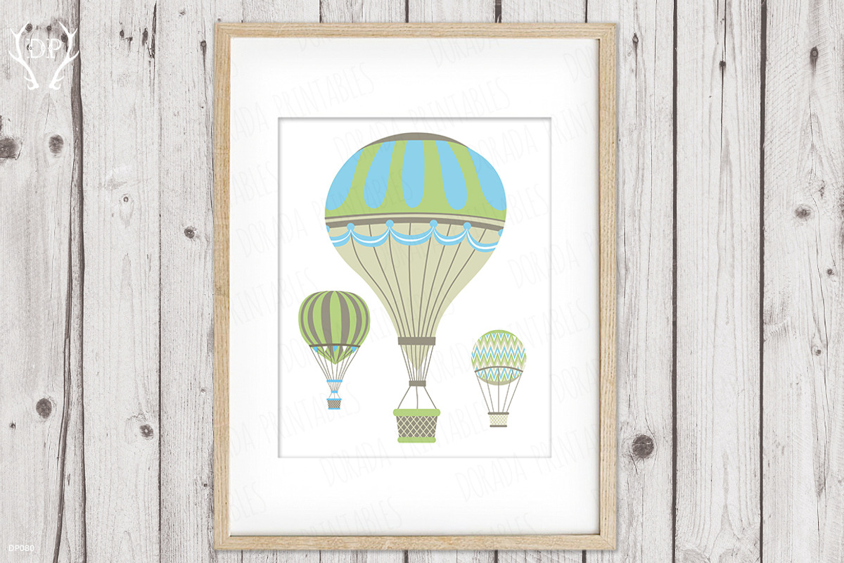 Vintage Hot Air Balloons Blue, a Decorative Illustration by Talent Supplies (Photo 2 of 2)