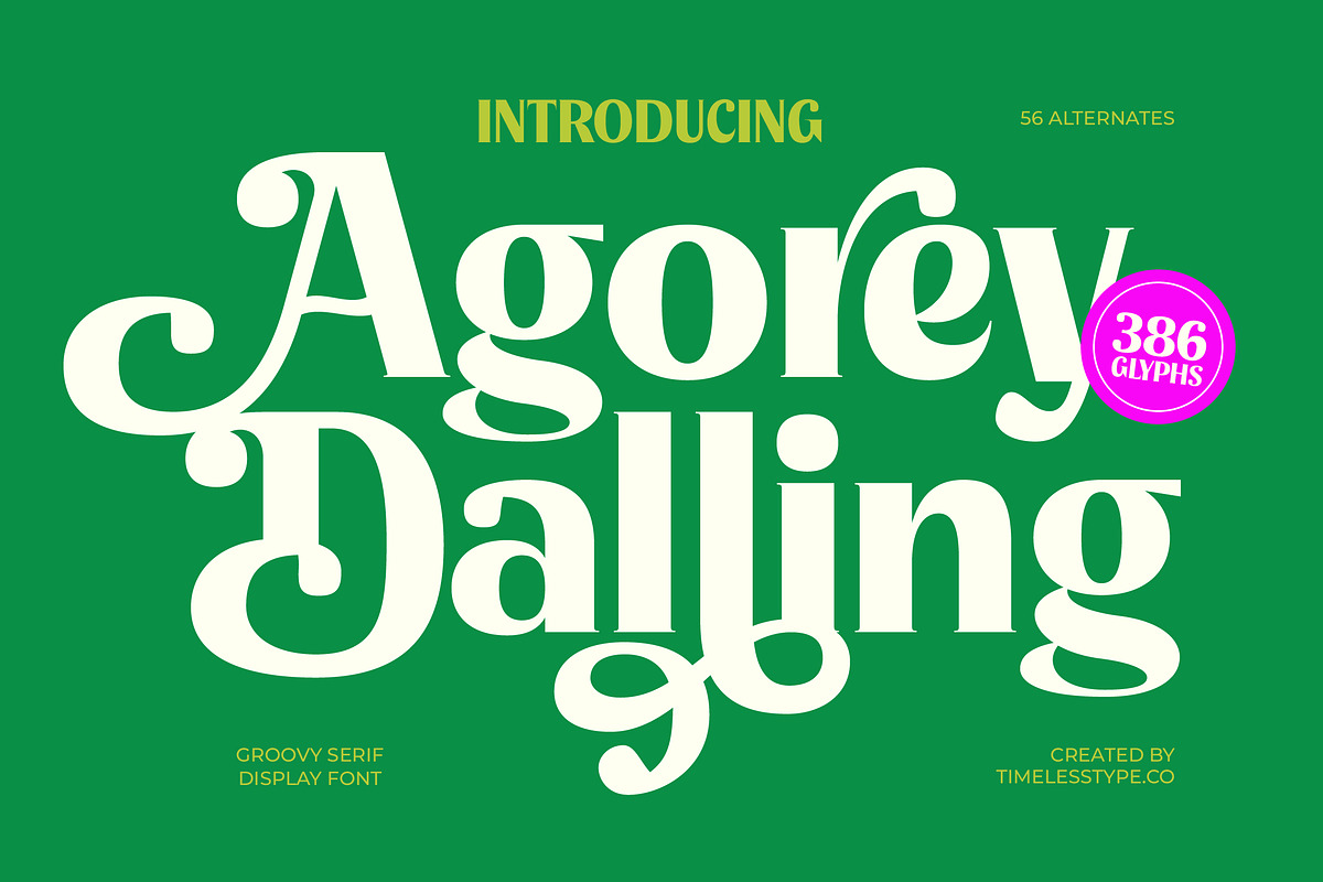 Agorey Dalling Groovy Retro Serif, a Serif Font by timelesstype.co (Photo 20 of 20)