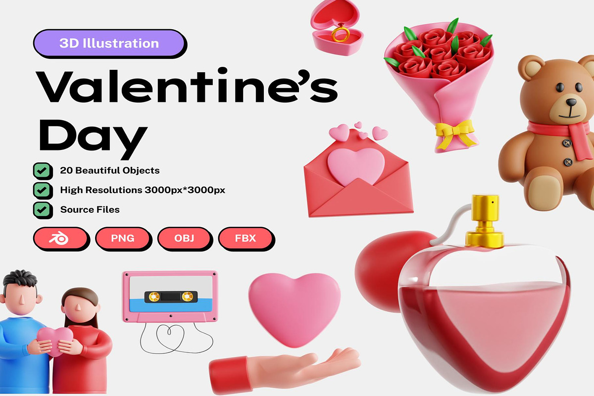 Valentine's Day 3D Icon Set, an Object Illustration by Lumina_ui_ux202 (Photo 1 of 5)