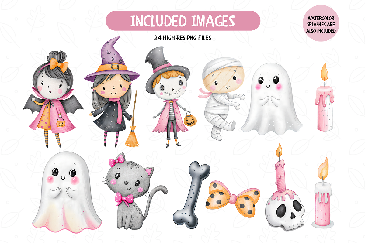 Pink Pastel Witchy Halloween Clipart, an Illustration by TatiMockup (Photo 2 of 4)