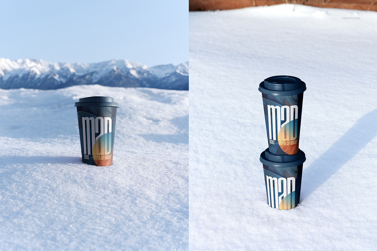 Winter Paper Cup Mockup Set v.5, a Cups & Container Mockup by creatsy5 (Photo 5 of 11)