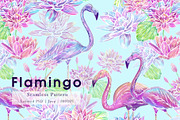 Flamingo Seamless pattern, a Pattern Graphic by Alena Lazareva (Thumbnail 1 of 10)