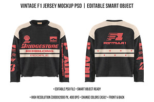 Vintage F1 Jersey Mockup PSD