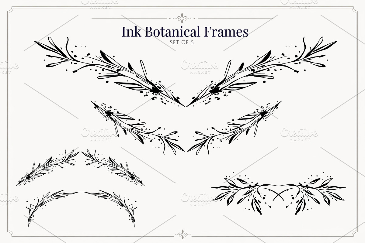 Ink Botanical Elements Vector Set, an Object Graphic by Christine Krahl (Photo 4 of 12)