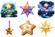 Christmas stars Clipart, an Illustration by Watercolor design (Thumbnail 3 of 4)