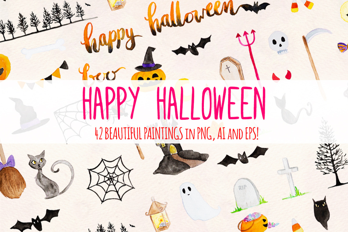 Happy Halloween 42 Cute Elements, a Seasonal Illustration by Violet LeBeaux (Photo 2 of 3)