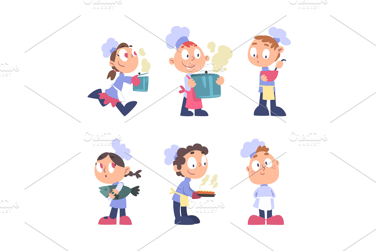 Little Boy and Girl Chef Character, a Person Illustration by TopVectors