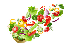 Realistic salad ingredients. 3d, a Food Illustration by Stock-Smart-Start
