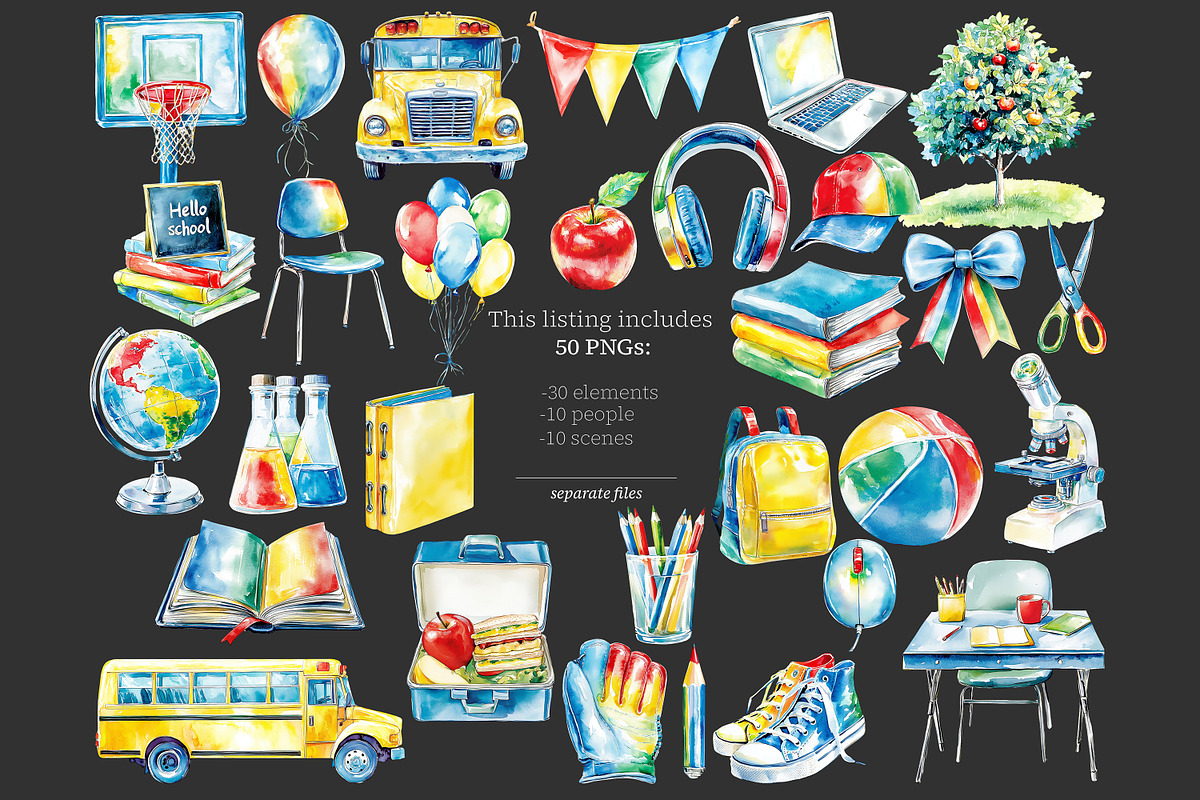 Back to School PNG Image Clipart, an Education Illustration by GlamArtZhanna (Photo 6 of 8)