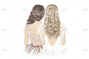 Bride & Bridesmaids Art Bundle, a Person Illustration by Maddy's Art & Mockups (Thumbnail 3 of 12)
