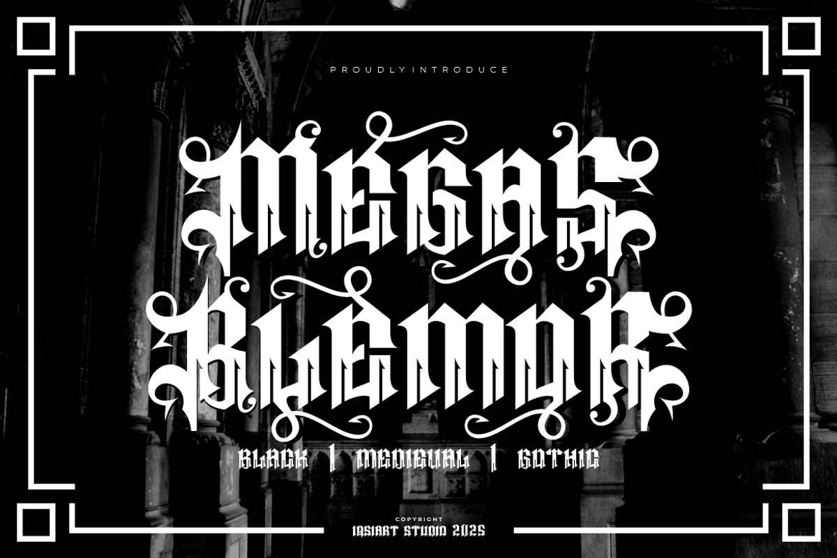 Megas Blemor - Tattoo Font, a Blackletter Font by Iqsiart Studio (Photo 3 of 10)